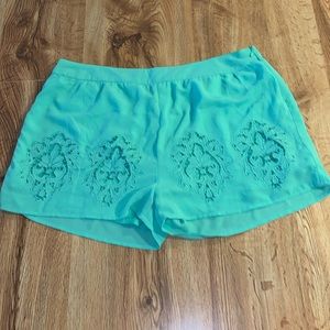 Mint Green short with eyelet design